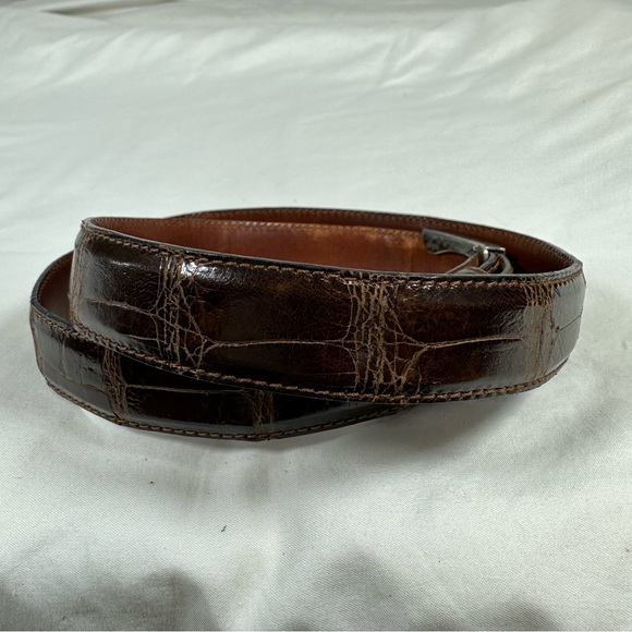 RALPH LAUREN American brown alligator  sterling  buckle and belt size 30 unisex - Picture 9 of 16